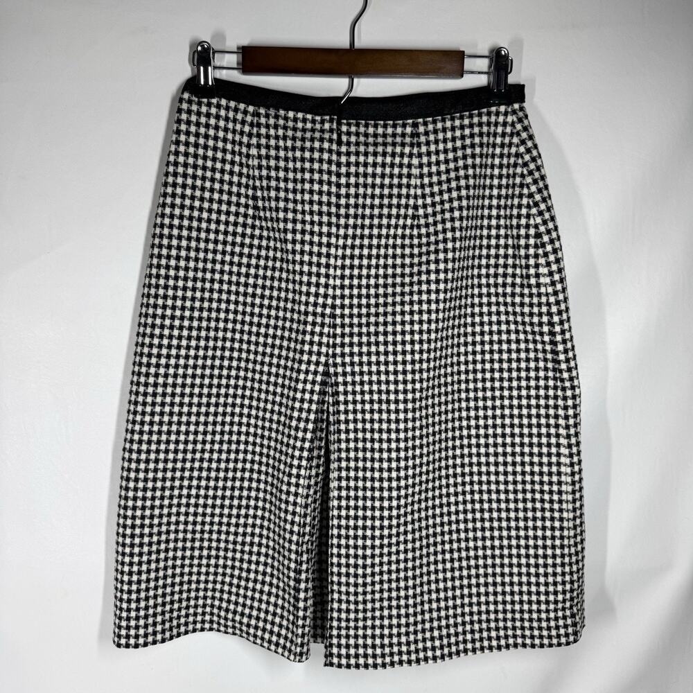 Vintage Lucia Lukken Houndstooth Pleated Flared Skirt Made In USA Waist 28"